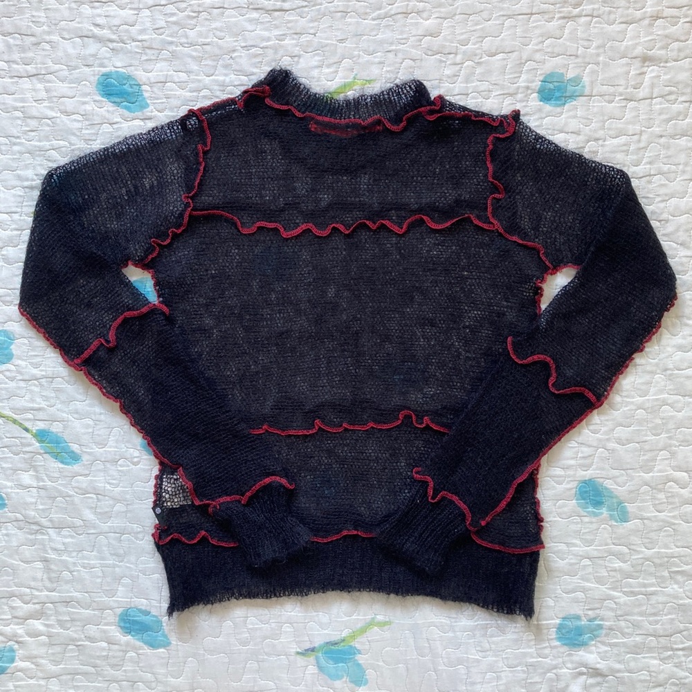 Vintage 00s Harajuku Loose Knit Punk Sweater 🖤 - Picture 3 of 6